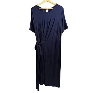 Universal Standard Jersey Midi Wrap Dress Navy Small US 14/16 Minimalist Capsule